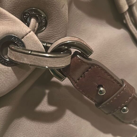 Anya Hindmarch Taupe Brown Leather Bucket Bag Tassel Fringe Purse Boho Western - Picture 5 of 15